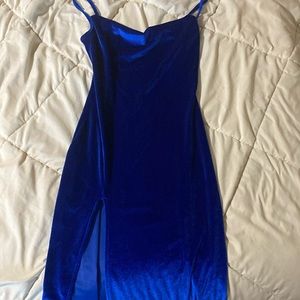 Blue velvet cocktale dress